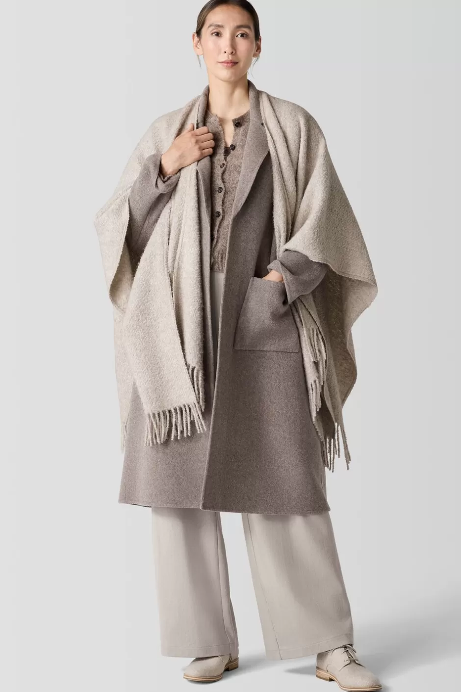 Alpaca Silk Boucle Poncho-EILEEN FISHER Outlet