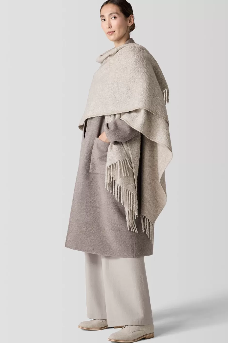 Alpaca Silk Boucle Poncho-EILEEN FISHER Outlet