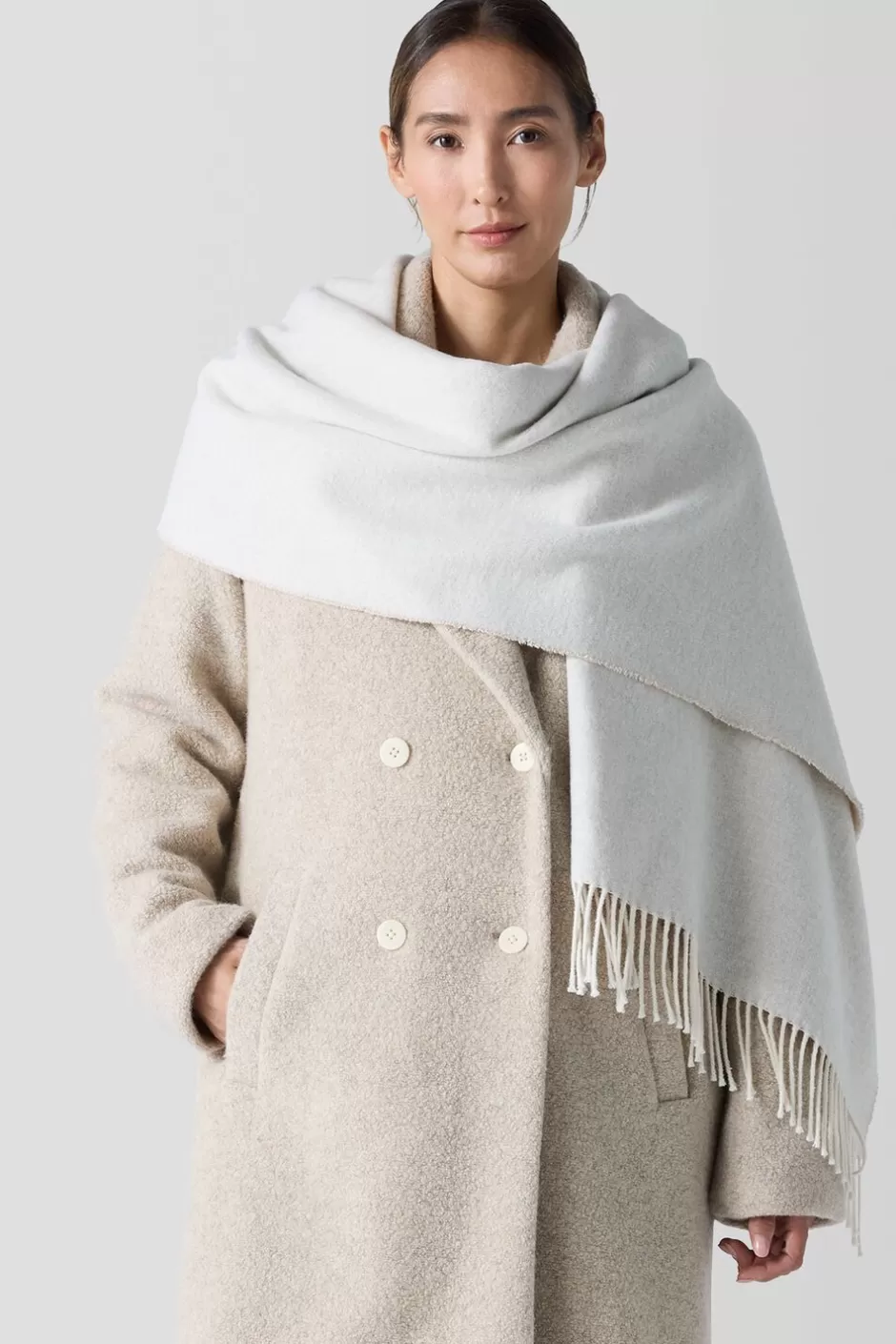 Brushed Recycled Cotton Cashmere Scarf-EILEEN FISHER Clearance