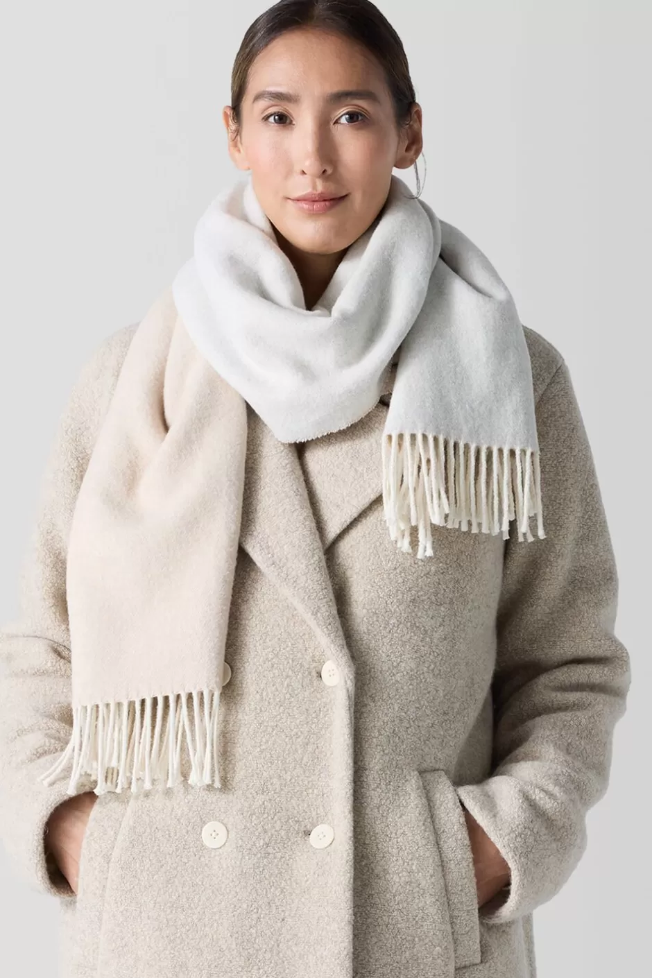 Brushed Recycled Cotton Cashmere Scarf-EILEEN FISHER Clearance