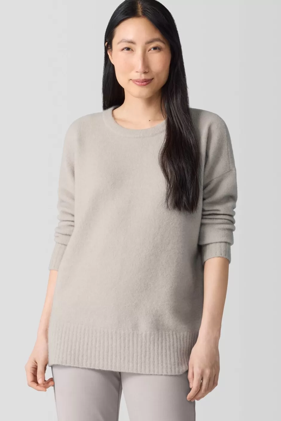 Cashmere Silk Bliss Crew Neck Long Top-EILEEN FISHER Store