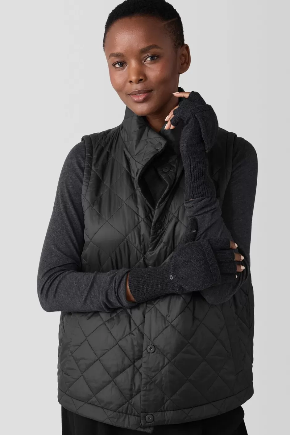 Cotton And Recycled Cashmere Gloves-EILEEN FISHER Discount