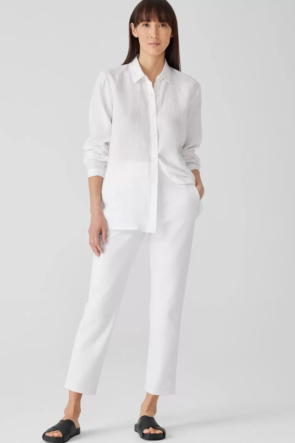 Cotton Blend Ponte High-Waisted Slim Pant-EILEEN FISHER Clearance