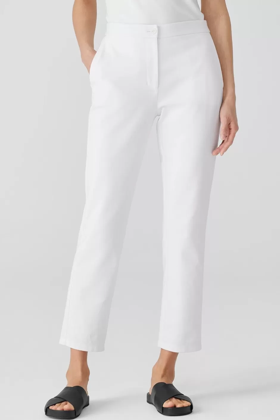 Cotton Blend Ponte High-Waisted Slim Pant-EILEEN FISHER Clearance