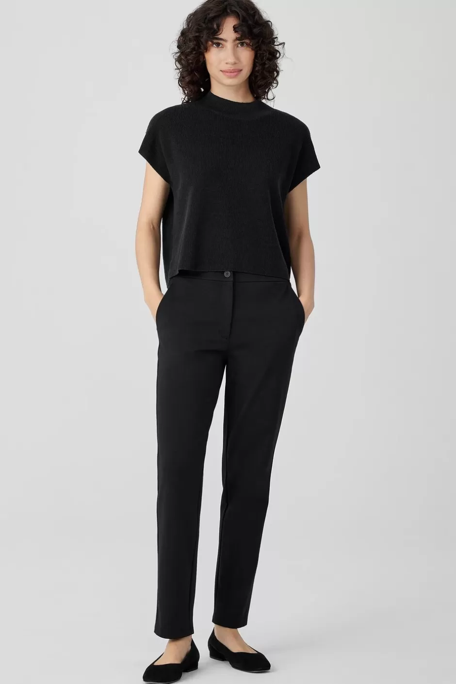 Cotton Blend Ponte Slim Pant-EILEEN FISHER Best