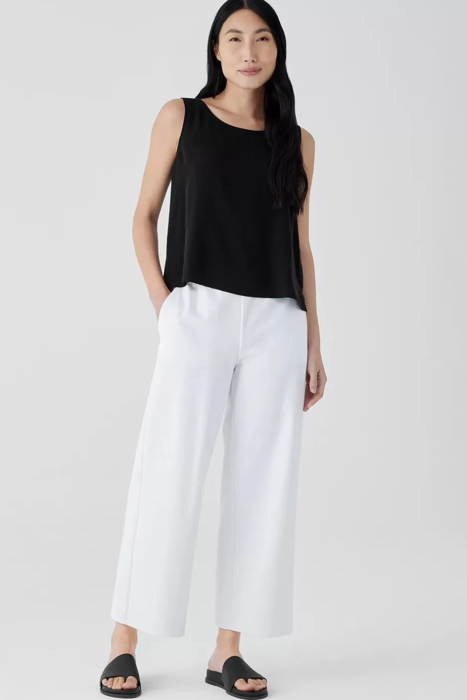 Cotton Blend Ponte Wide-Leg Pant-EILEEN FISHER Outlet