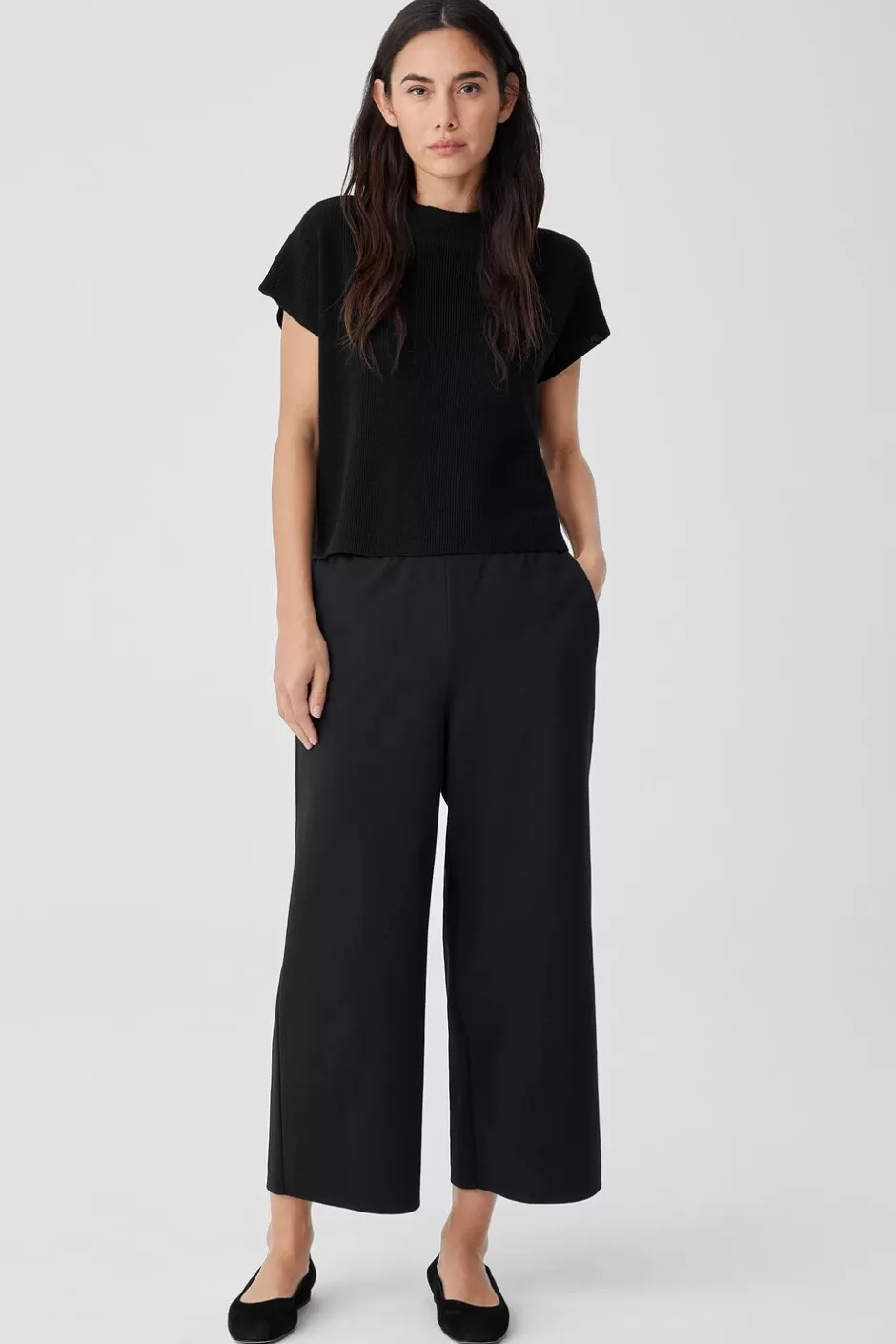 Cotton Blend Ponte Wide-Leg Pant-EILEEN FISHER Best