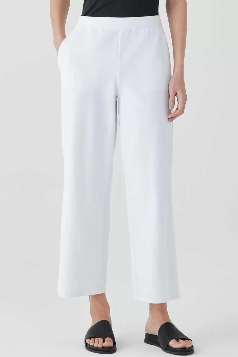 Cotton Blend Ponte Wide-Leg Pant-EILEEN FISHER Outlet