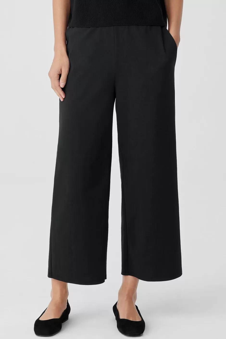 Cotton Blend Ponte Wide-Leg Pant-EILEEN FISHER Best