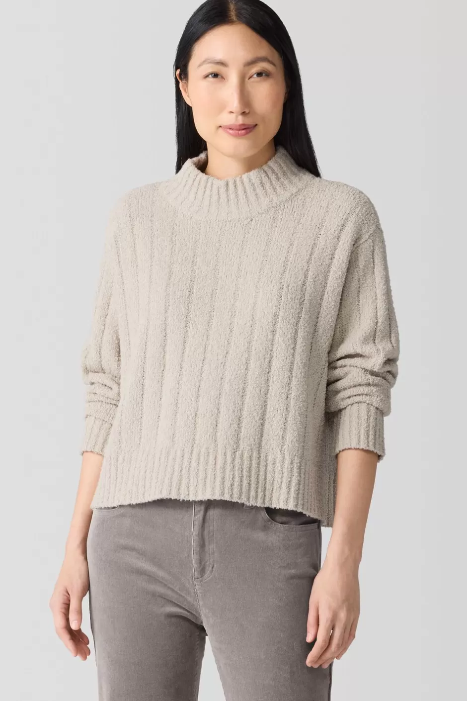 Cotton Fluff Rib Turtleneck Top-EILEEN FISHER Shop