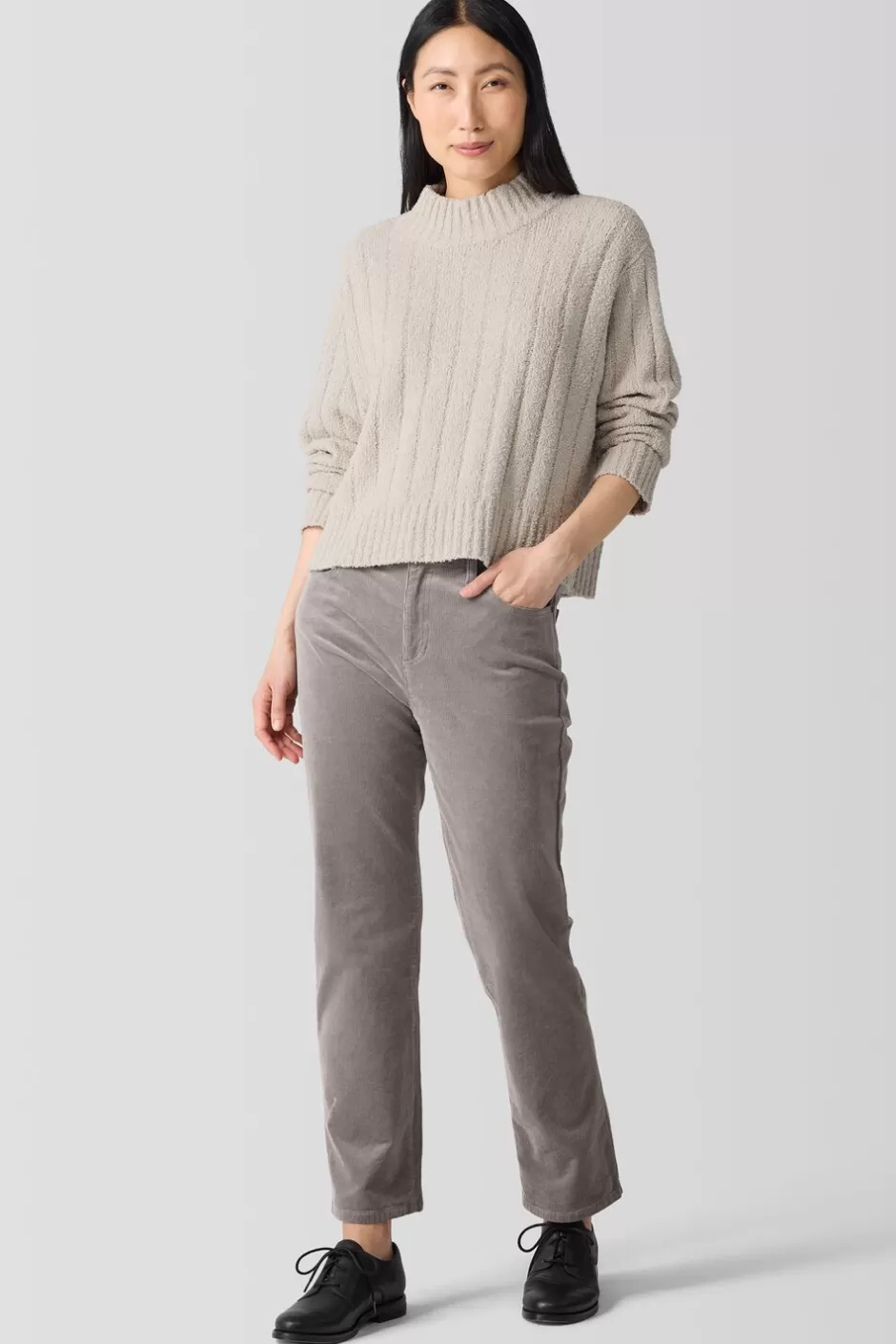 Cotton Fluff Rib Turtleneck Top-EILEEN FISHER Shop