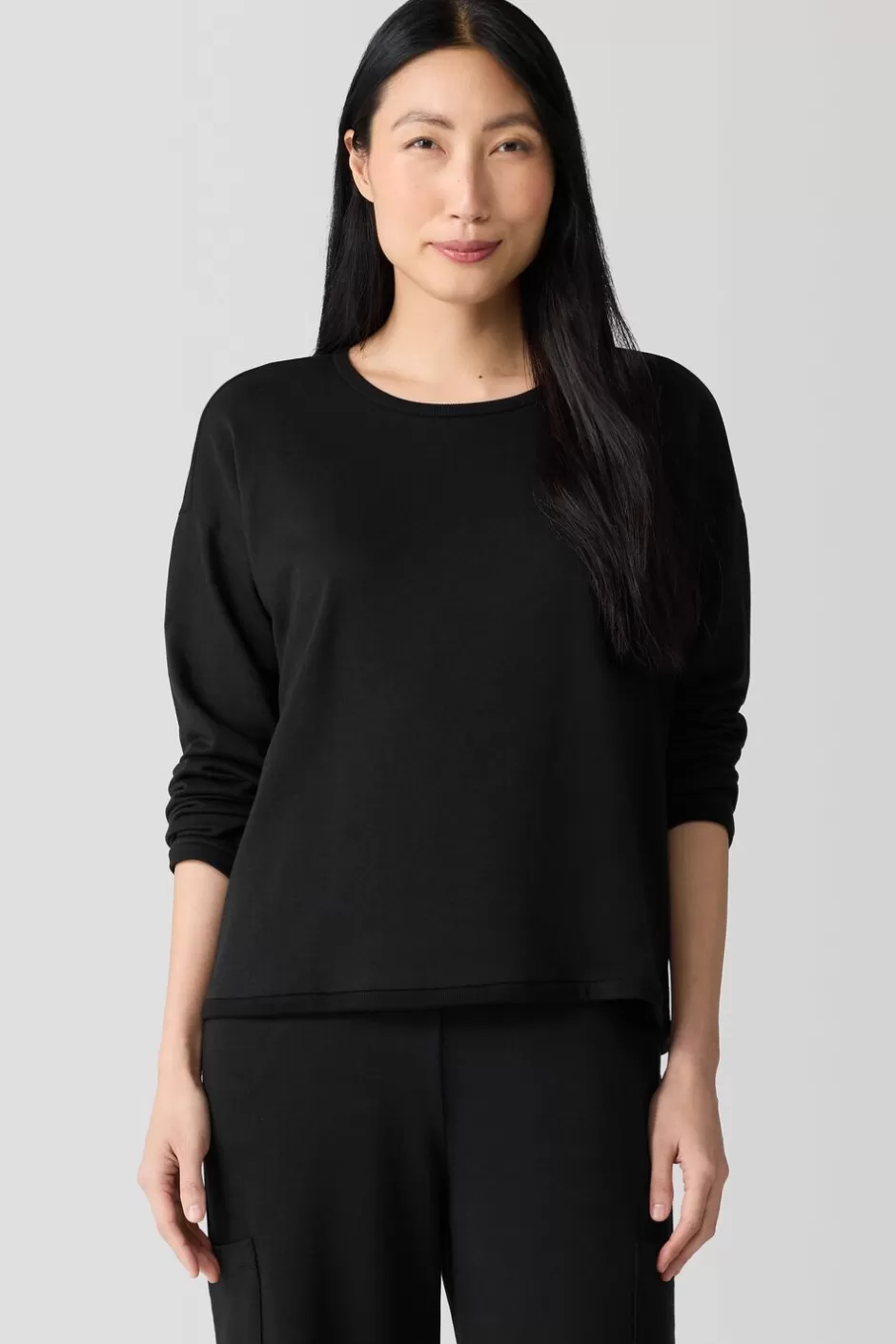 Cozy Brushed Terry Hug Box-Top-EILEEN FISHER Fashion