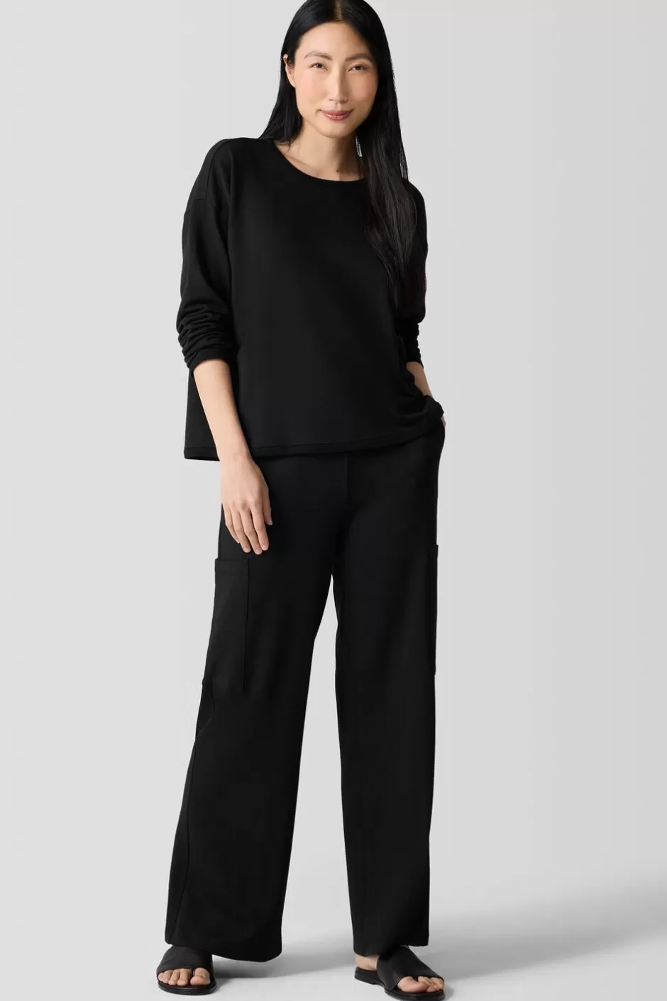 Cozy Brushed Terry Hug Box-Top-EILEEN FISHER Fashion