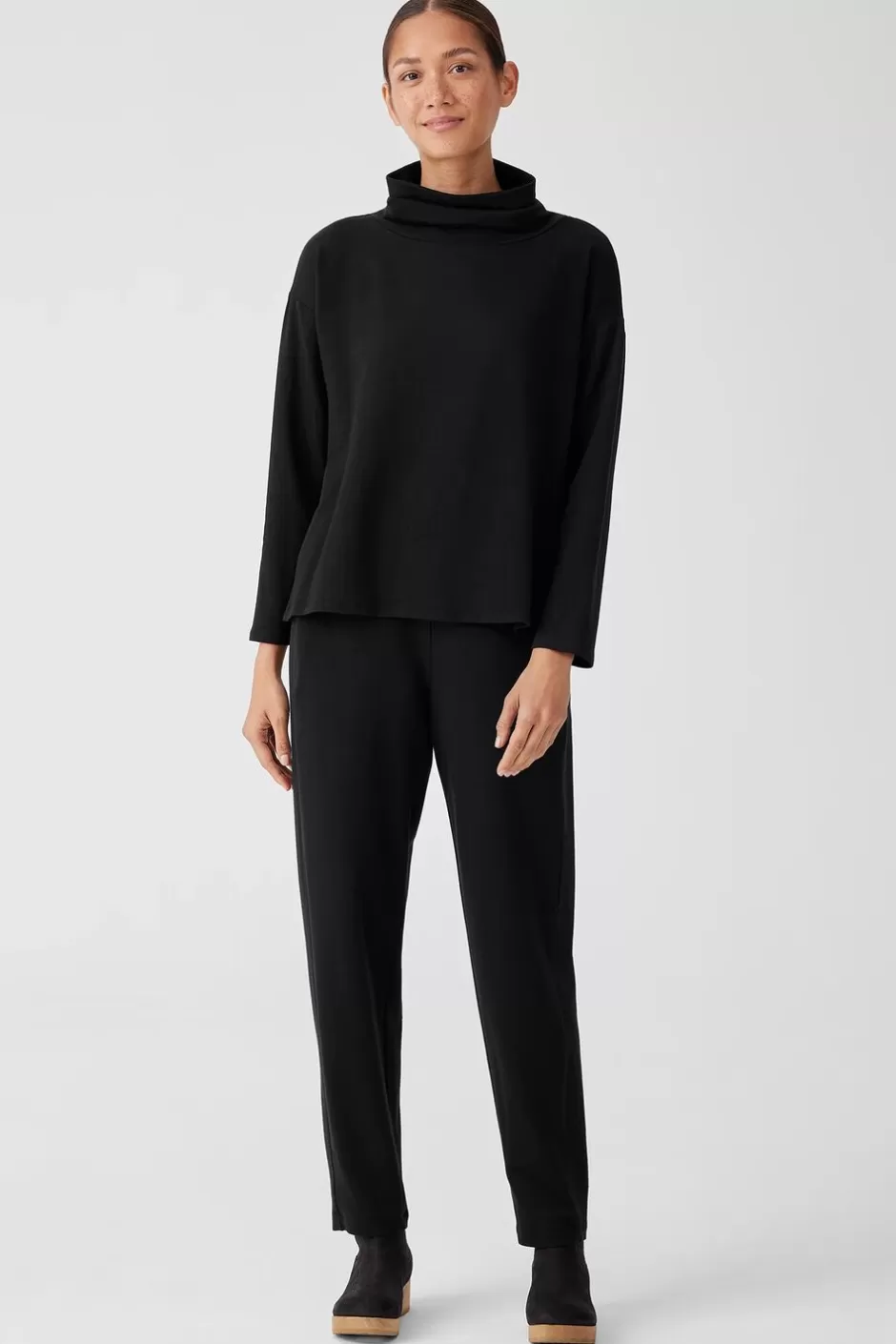 Cozy Brushed Terry Hug Funnel Neck Top-EILEEN FISHER Sale