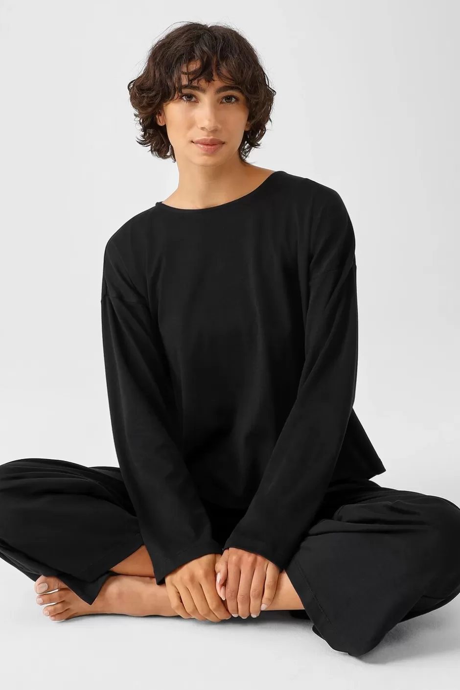 Cozy Organic Cotton Interlock Box-Top-EILEEN FISHER Discount