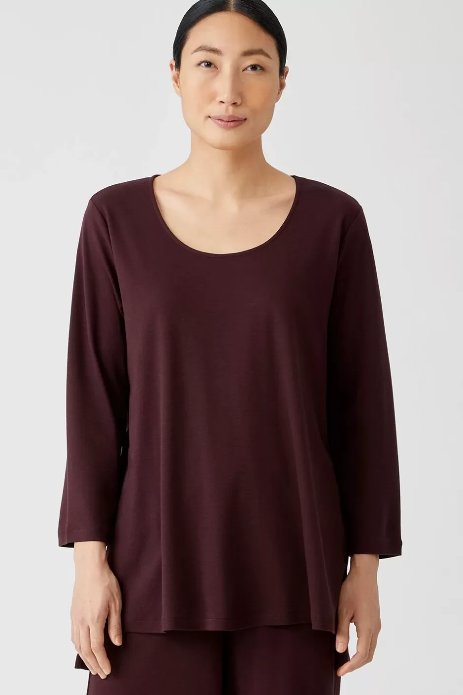 Cozy Organic Cotton Interlock U-Neck Top-EILEEN FISHER Online