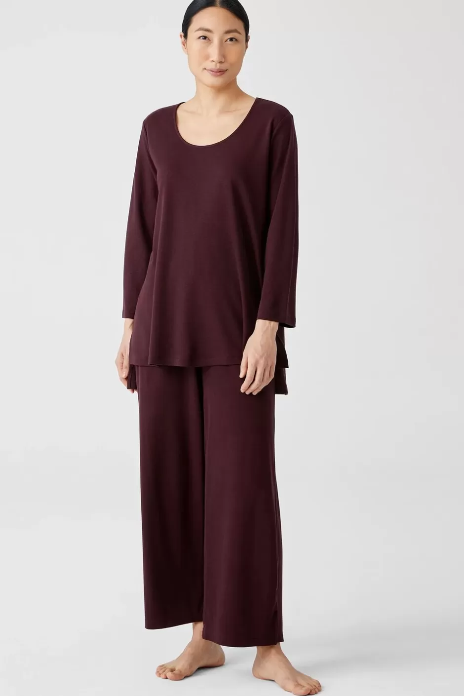 Cozy Organic Cotton Interlock U-Neck Top-EILEEN FISHER Online