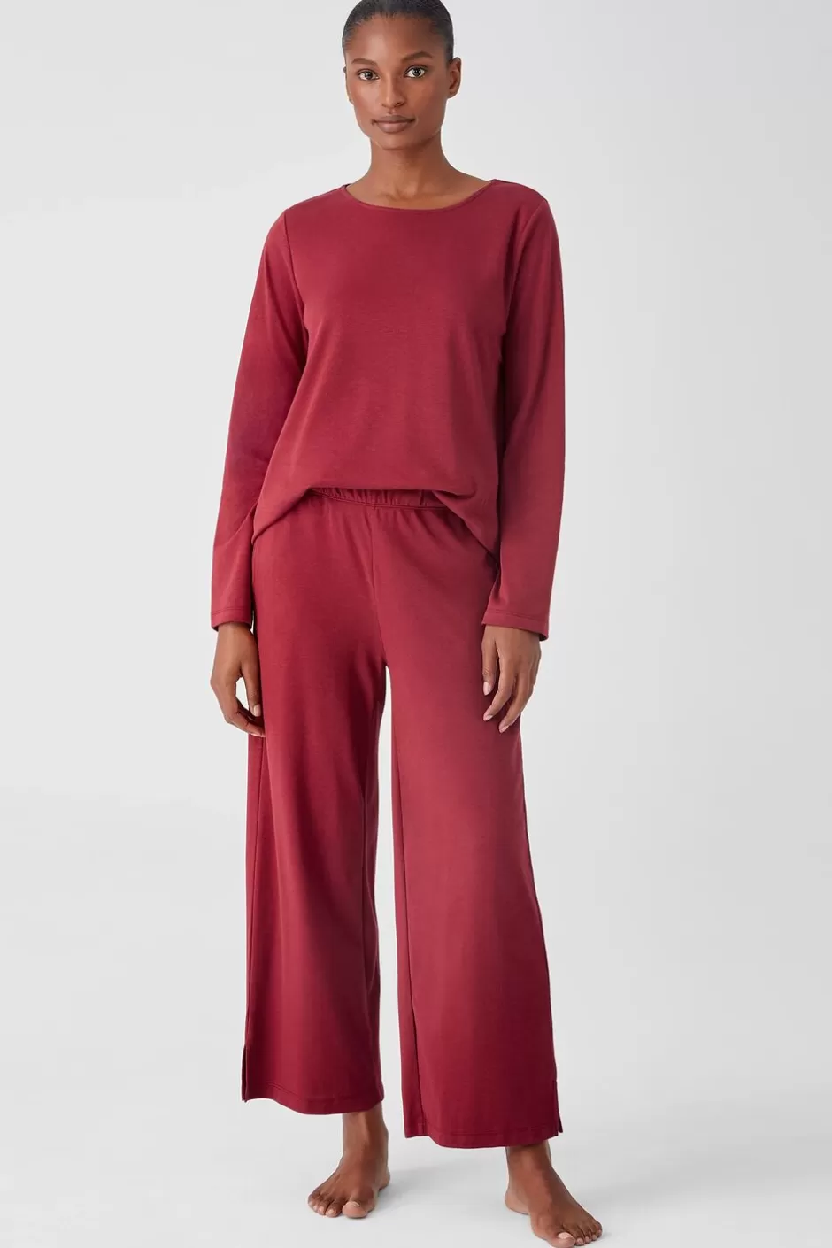 Cozy Organic Cotton Interlock Wide-Leg Pant-EILEEN FISHER Sale