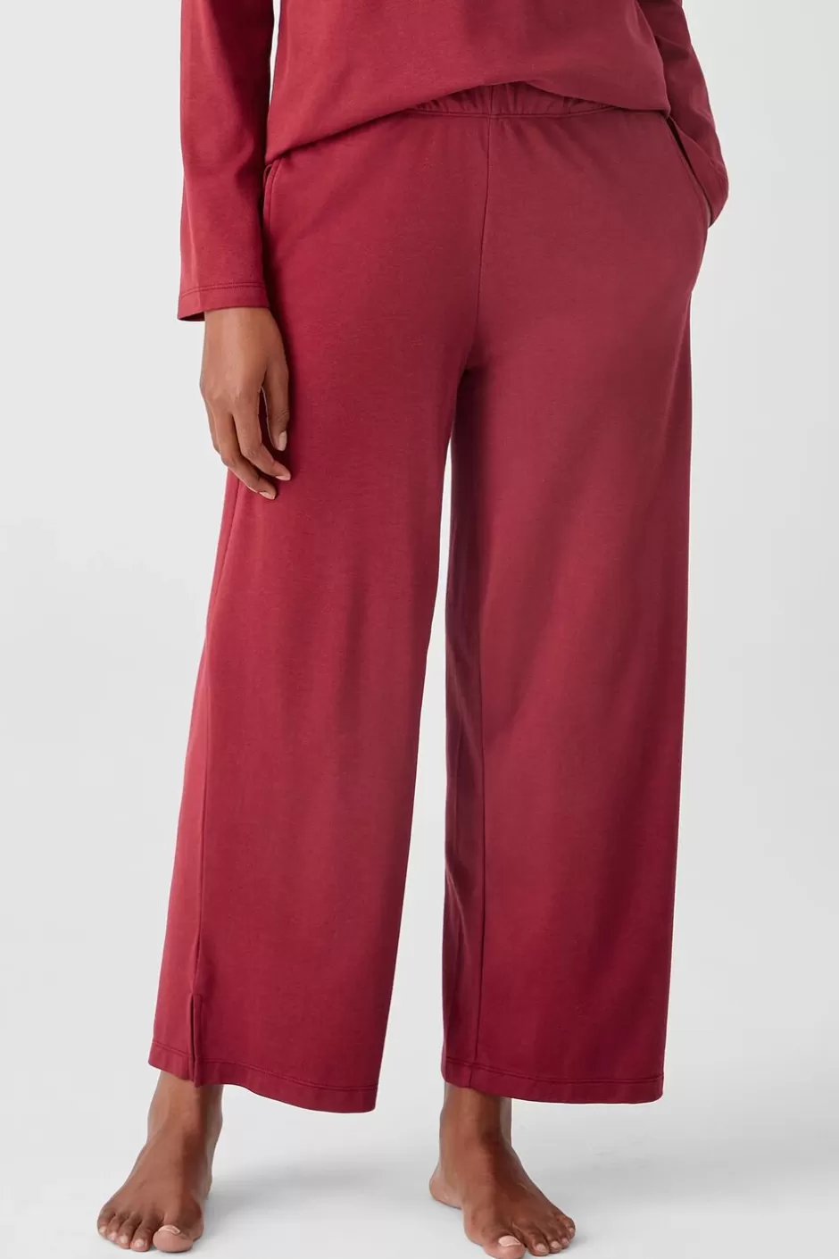 Cozy Organic Cotton Interlock Wide-Leg Pant-EILEEN FISHER Sale