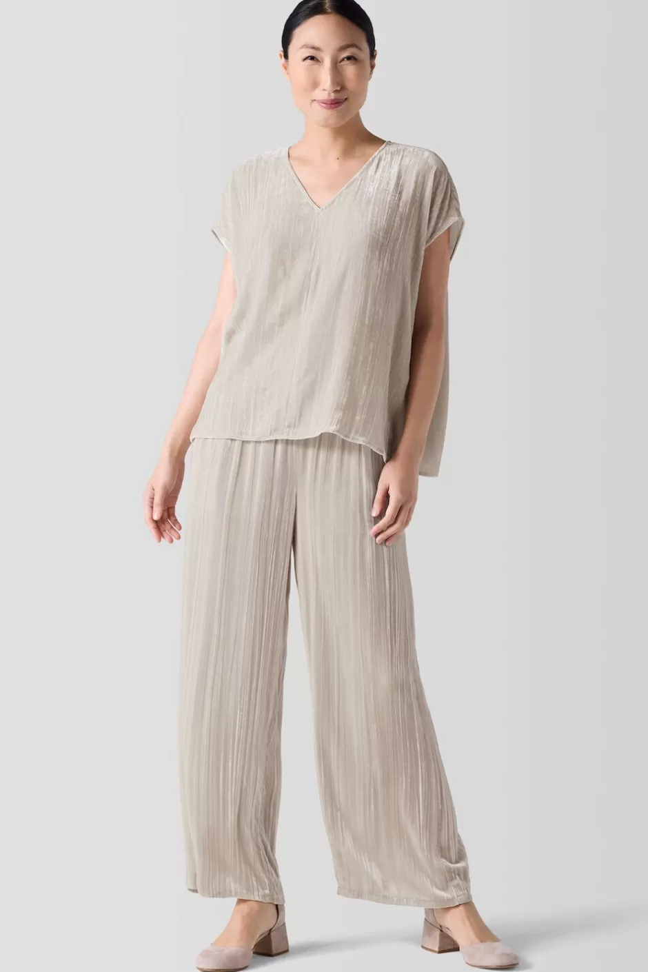 Crushed Velvet Wide-Leg Pant-EILEEN FISHER Clearance