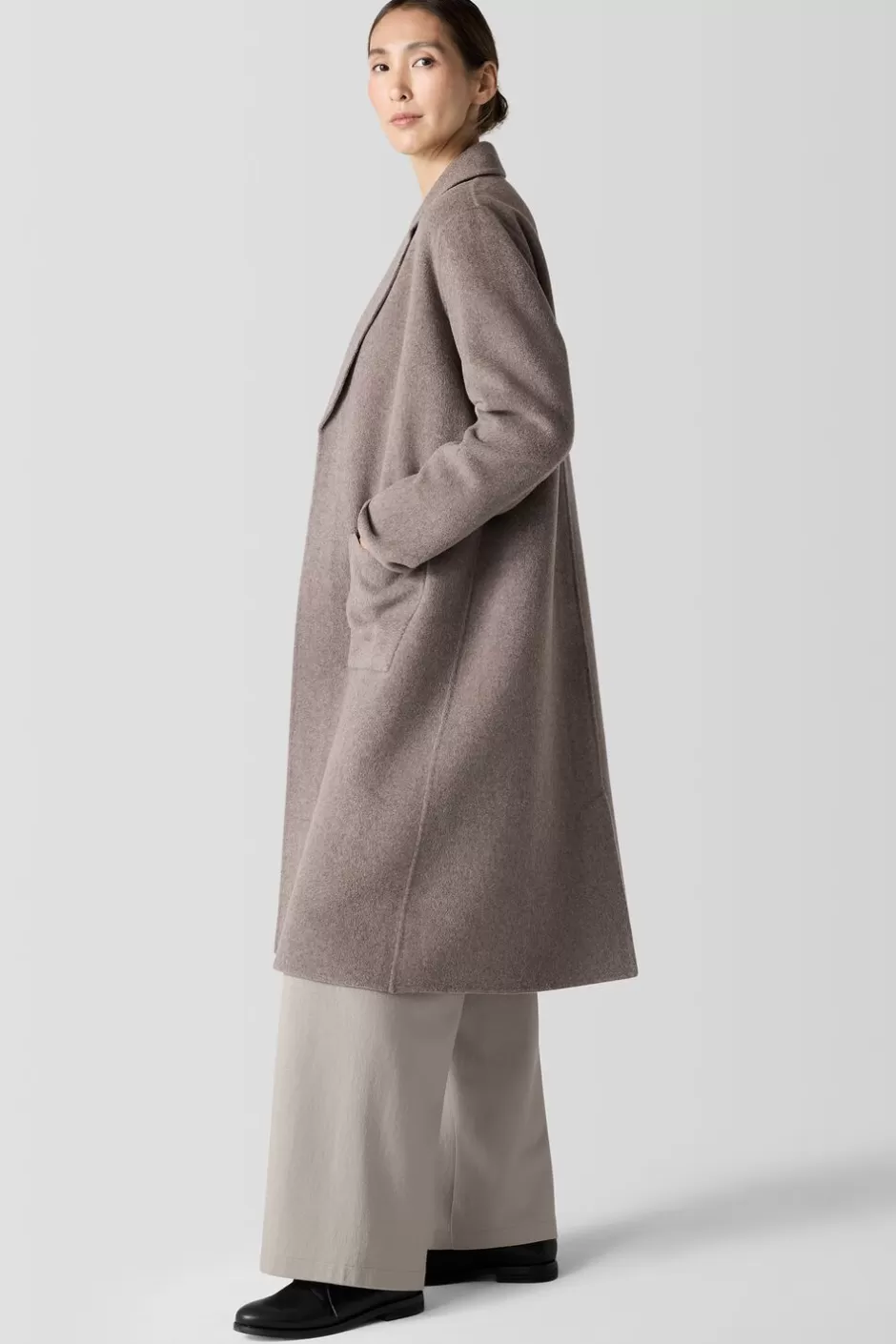 Doubleface Wool Cloud Notch Collar Coat-EILEEN FISHER Discount