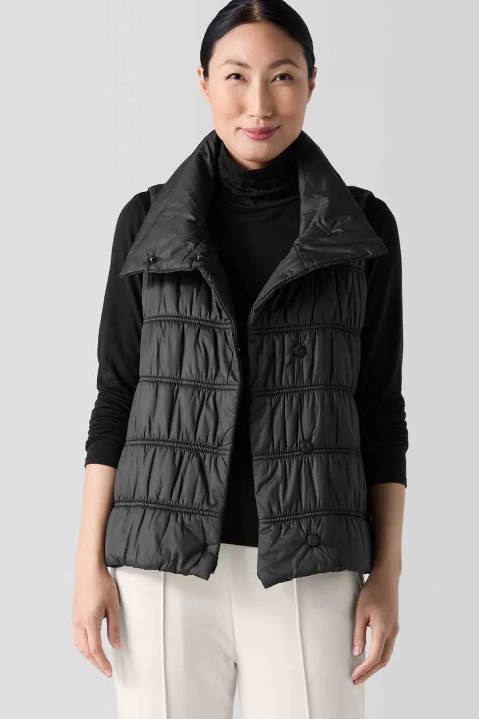 Eggshell Recycled Nylon Stand Collar Vest-EILEEN FISHER Flash Sale