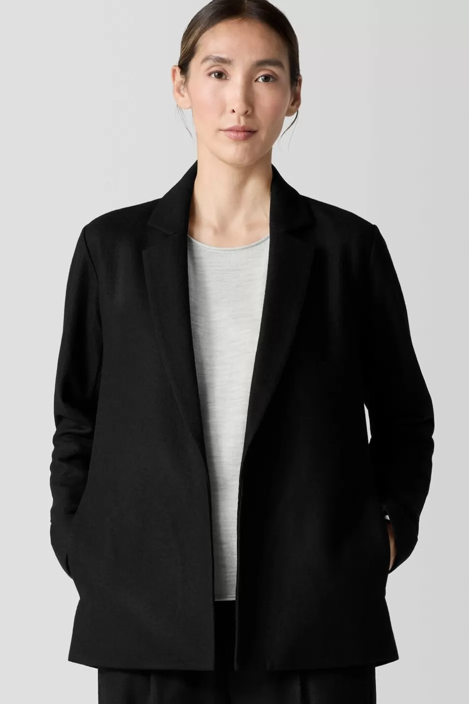 Felted Wool Jersey Blazer In Regenerative Wool-EILEEN FISHER Store