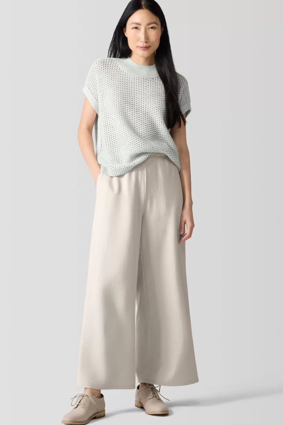 Felted Wool Jersey Wide-Leg Pant In Regenerative Wool-EILEEN FISHER Sale