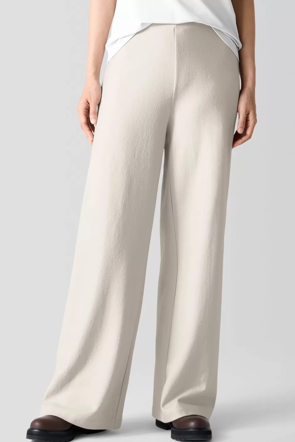 Felted Wool JerseyWide-Leg Long Pant In Regenerative Wool-EILEEN FISHER Clearance