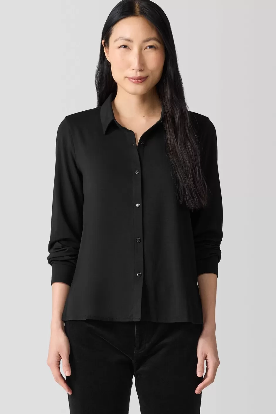 Fine Jersey Classic Collar Shirt-EILEEN FISHER Hot