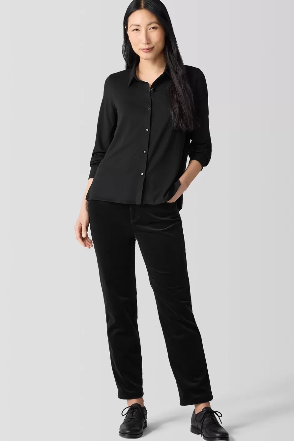 Fine Jersey Classic Collar Shirt-EILEEN FISHER Hot