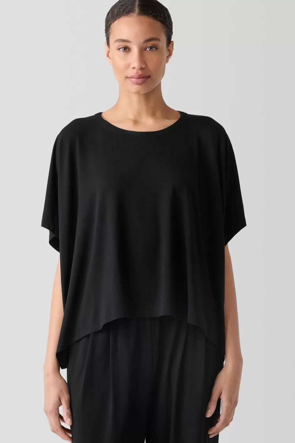 Fine Jersey Crew Neck Box-Top-EILEEN FISHER Fashion