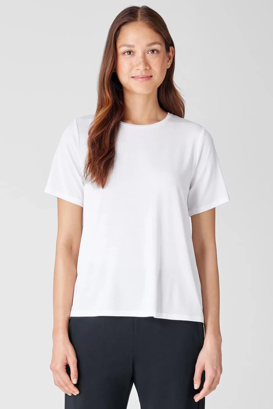 Fine Jersey Crew Neck Tee-EILEEN FISHER Fashion