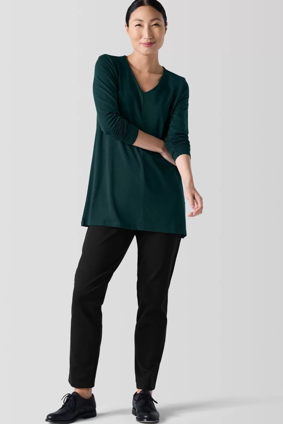 Fine Jersey V-Neck Long Top-EILEEN FISHER Store