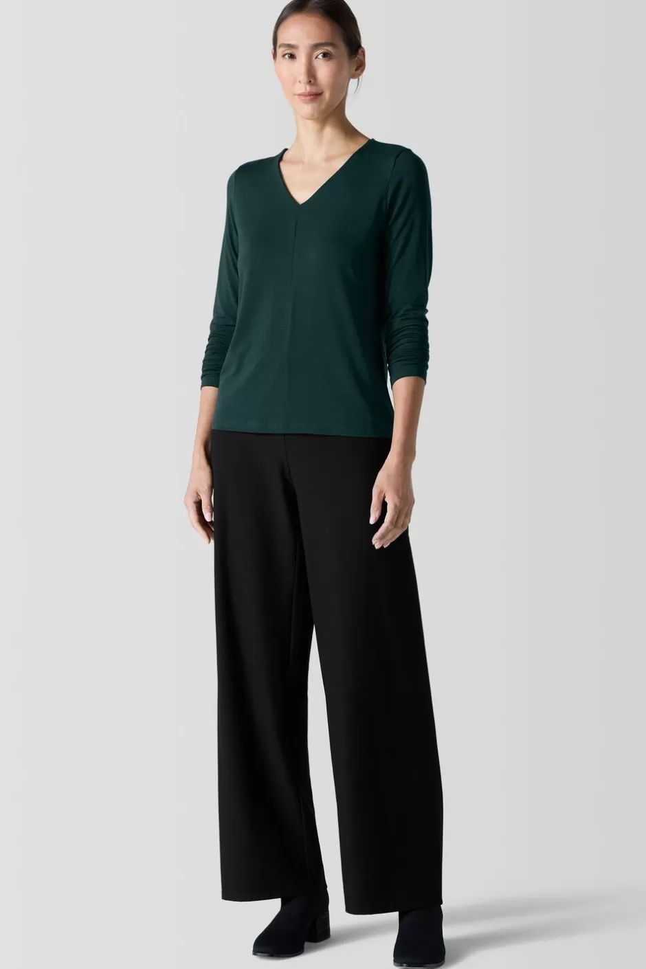 Fine Jersey V-Neck Top-EILEEN FISHER New