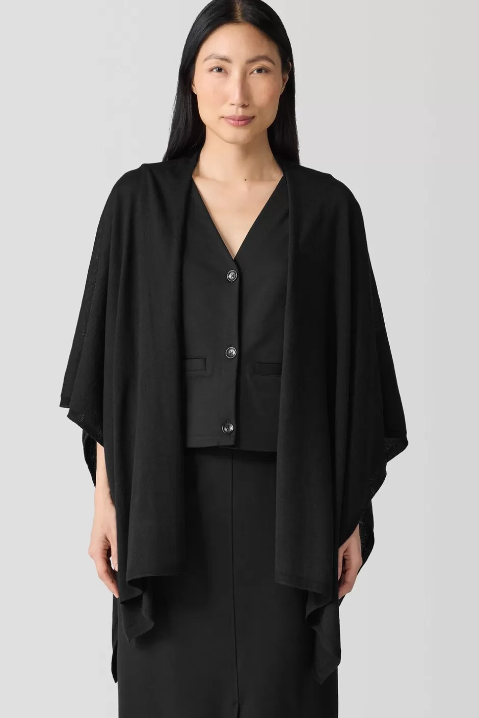 Fine Merino Poncho In Regenerative Wool-EILEEN FISHER Store