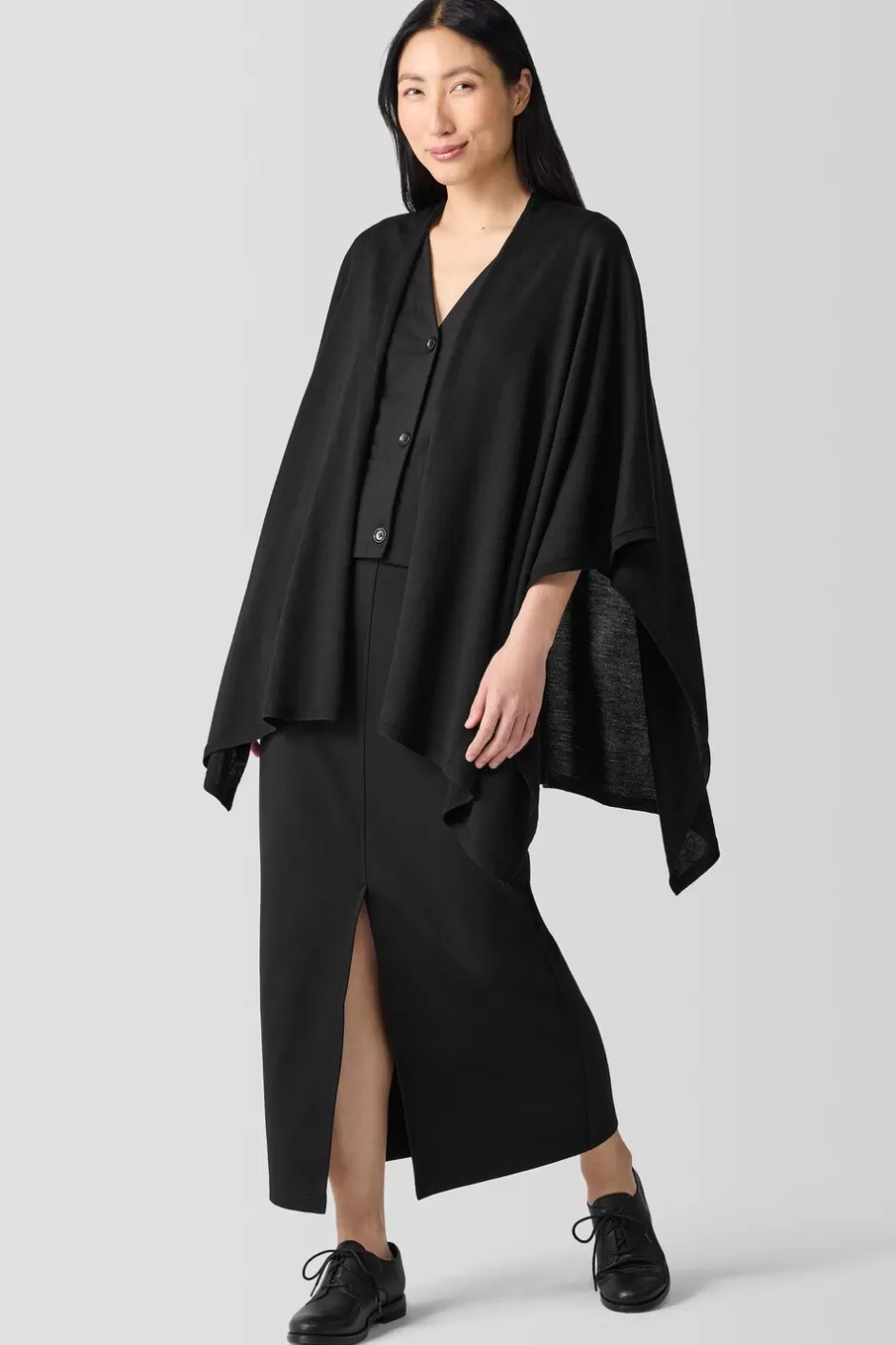 Fine Merino Poncho In Regenerative Wool-EILEEN FISHER Store