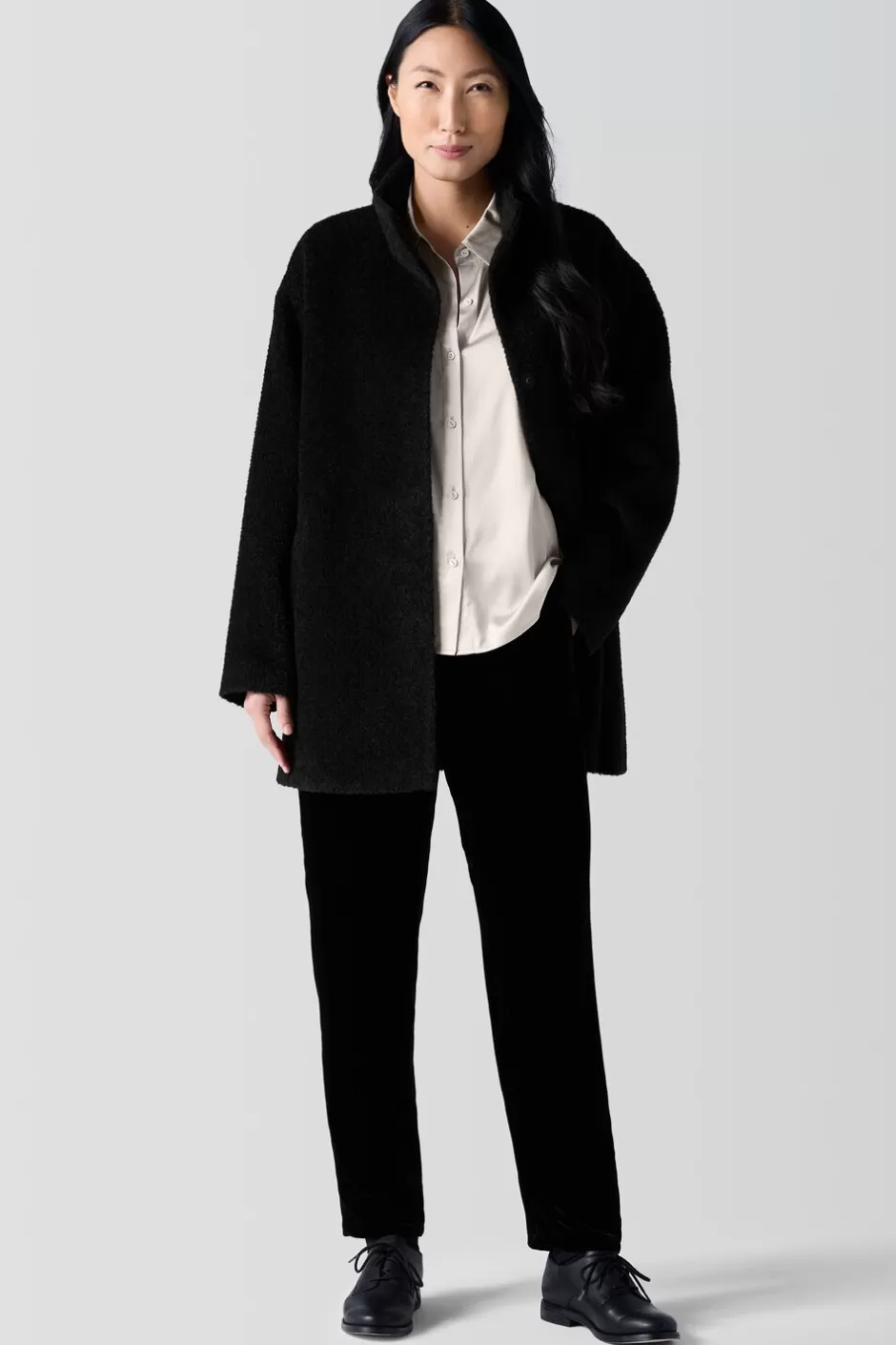 Fine Wool AlpacaStand Collar Coat-EILEEN FISHER Shop