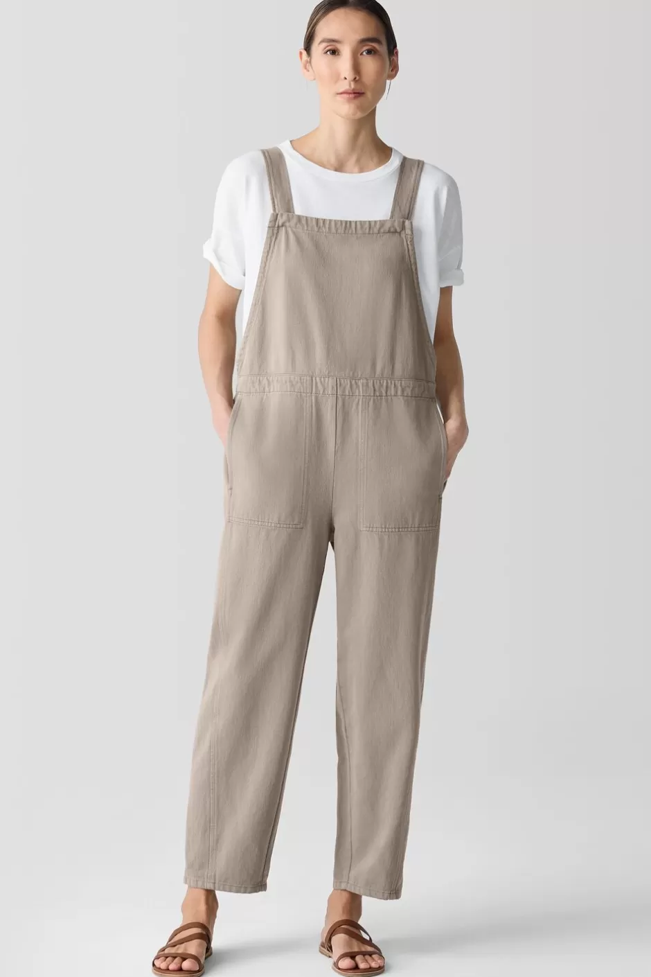 Garment-Dyed Utility Organic Cotton Overalls-EILEEN FISHER Discount