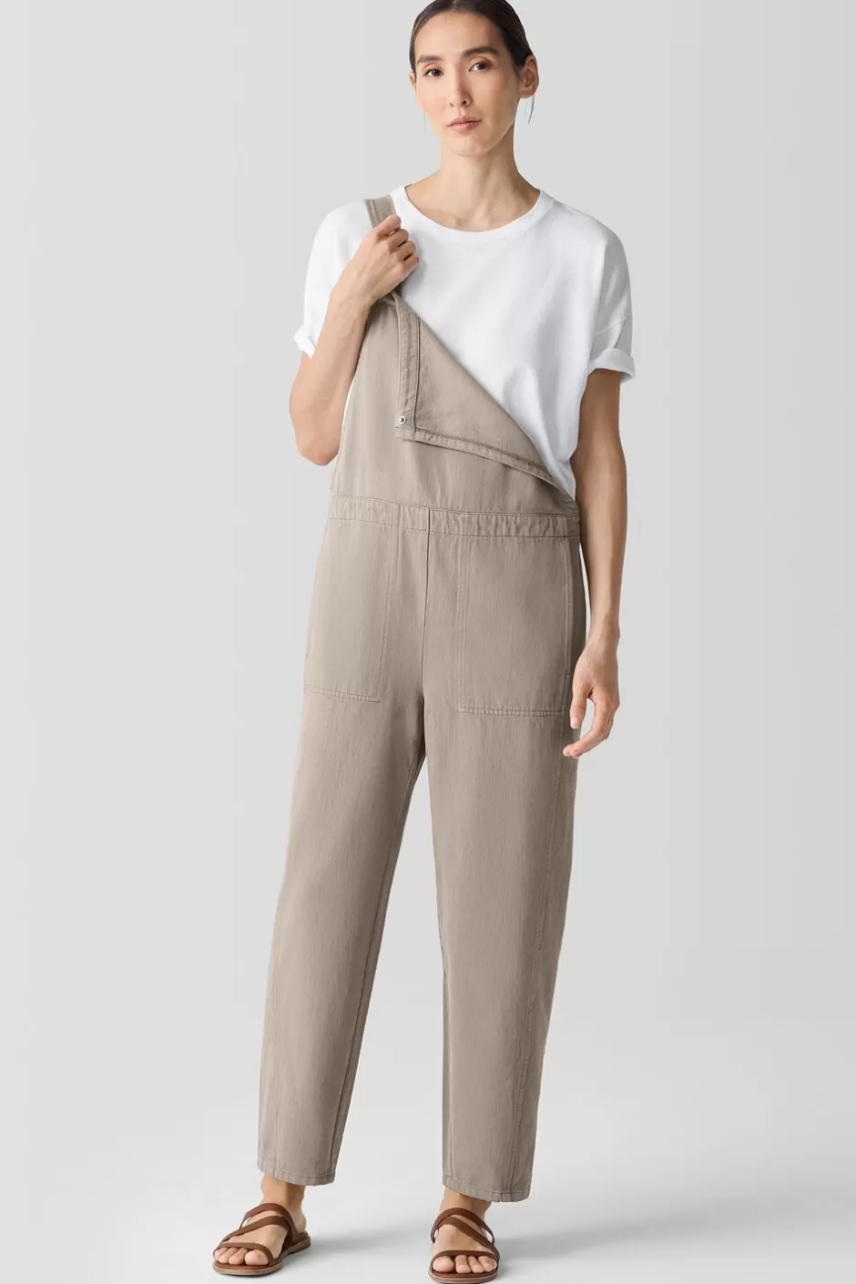 Garment-Dyed Utility Organic Cotton Overalls-EILEEN FISHER Discount