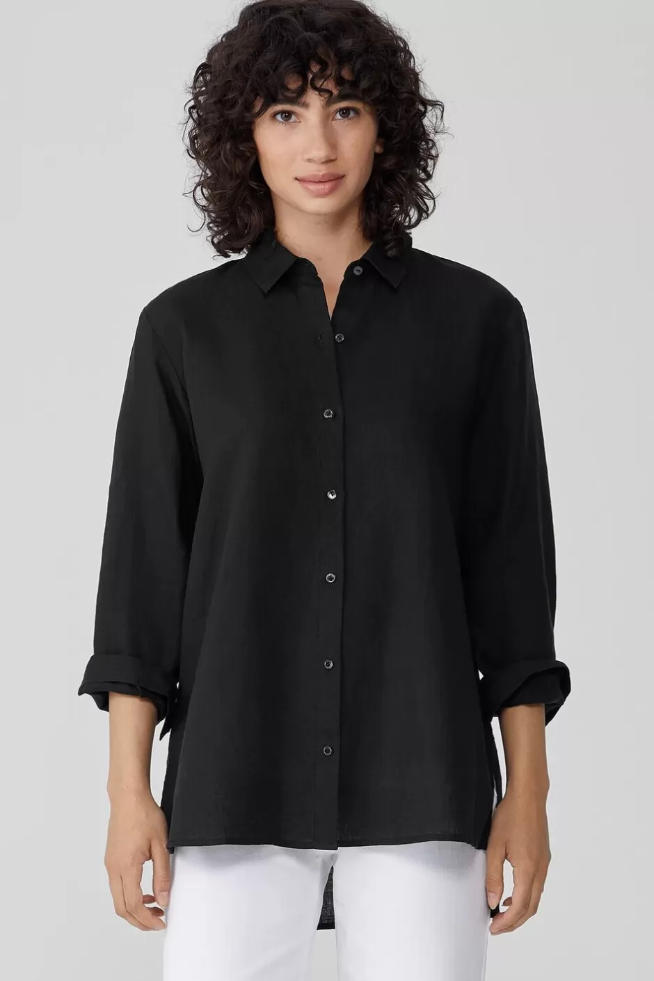 Handkerchief Linen Classic Collar Shirt-EILEEN FISHER New