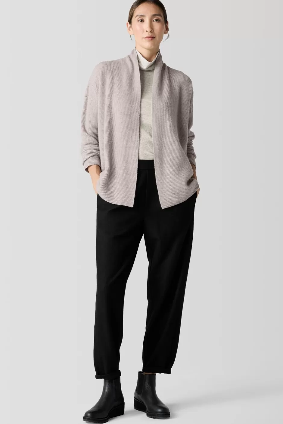 Italian Cashmere High Collar Cardigan-EILEEN FISHER Cheap