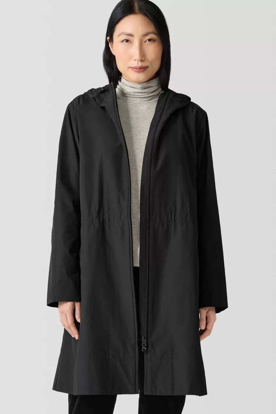 Light Cotton Nylon Hooded Coat-EILEEN FISHER Store