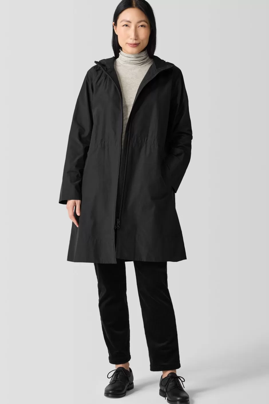 Light Cotton Nylon Hooded Coat-EILEEN FISHER Store