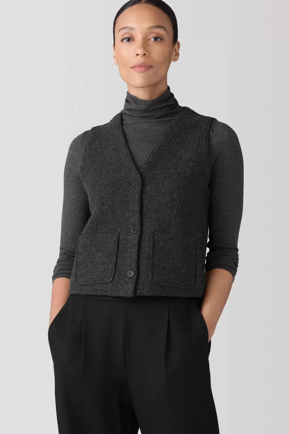 Lightweight Boiled Wool Vest In Regenerative Wool-EILEEN FISHER Online