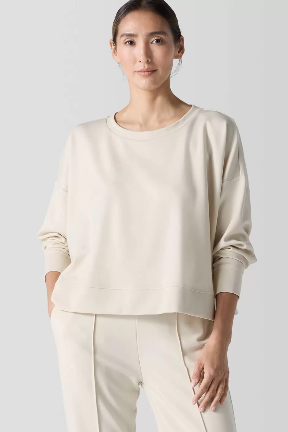 Lightweight Ponte Round Neck Top-EILEEN FISHER Hot