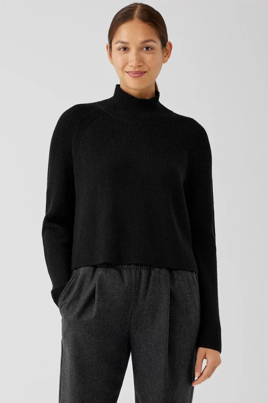 Merino Cropped Turtleneck Top In RegenerativeWool-EILEEN FISHER Fashion