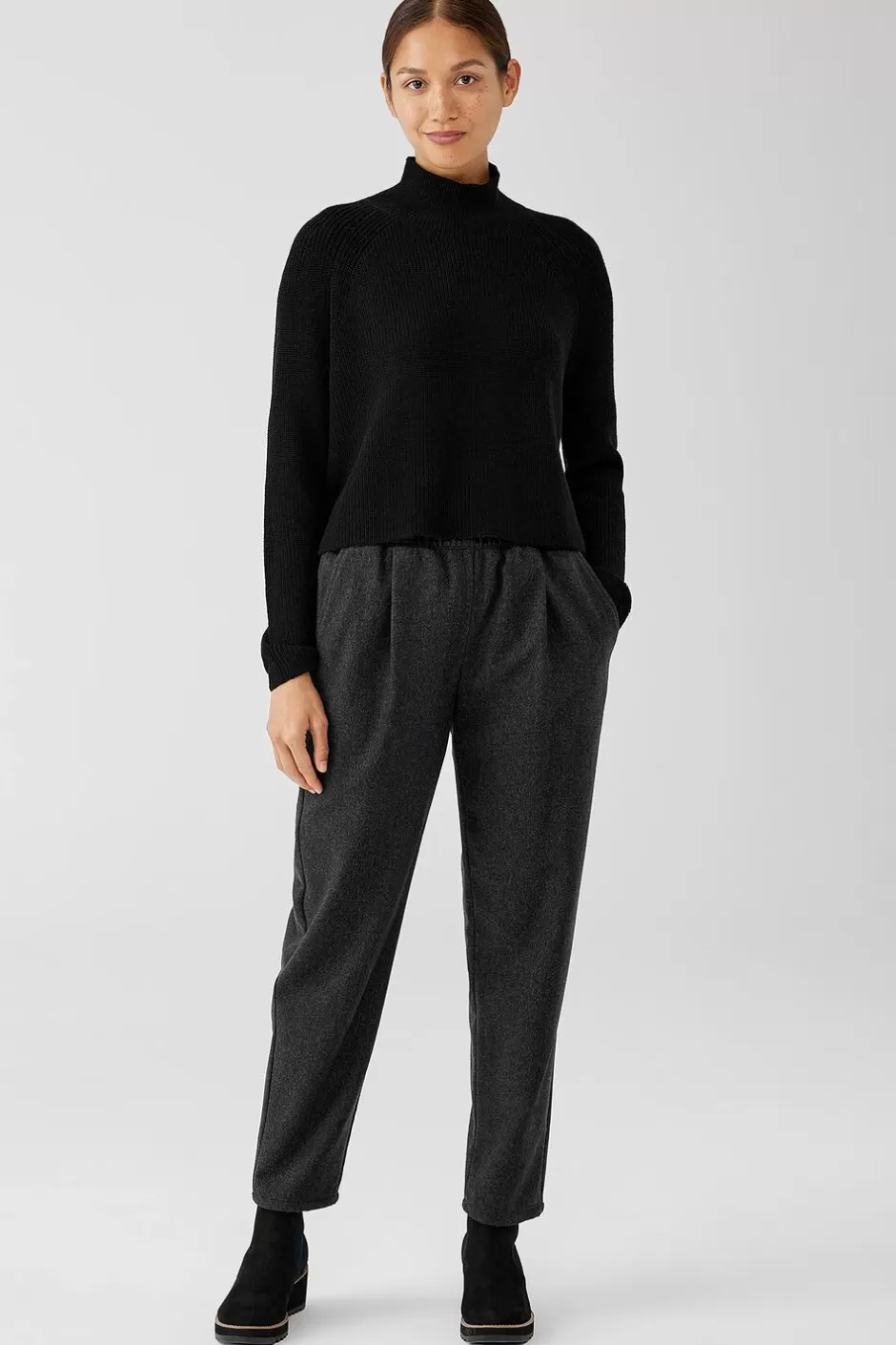 Merino Cropped Turtleneck Top In RegenerativeWool-EILEEN FISHER Fashion