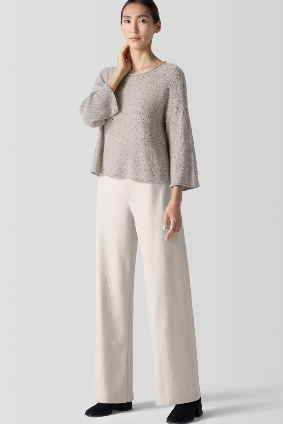 Merino Sequin Jewel Neck Top-EILEEN FISHER Store