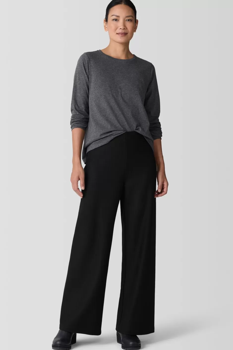 Mélange Fine Organic Cotton JerseyLong-Sleeve Tee-EILEEN FISHER Clearance